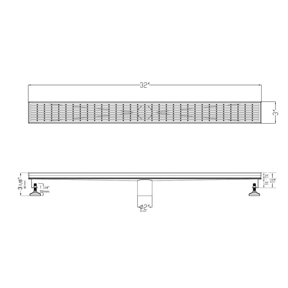 32" Brushed Stainless Steel Linear Shower Drain