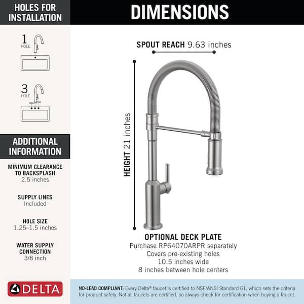 Delta Cordova Spring Spout Arctic Stainless 21 in. H Pull Down
