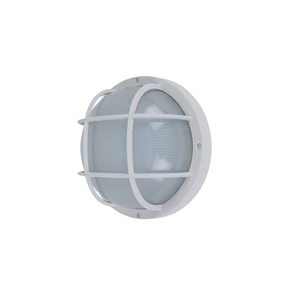 LUTEC Coastal Guard Technology Jacksonville White Integrated LED Bulkhead Wall Lantern (New Open Box)