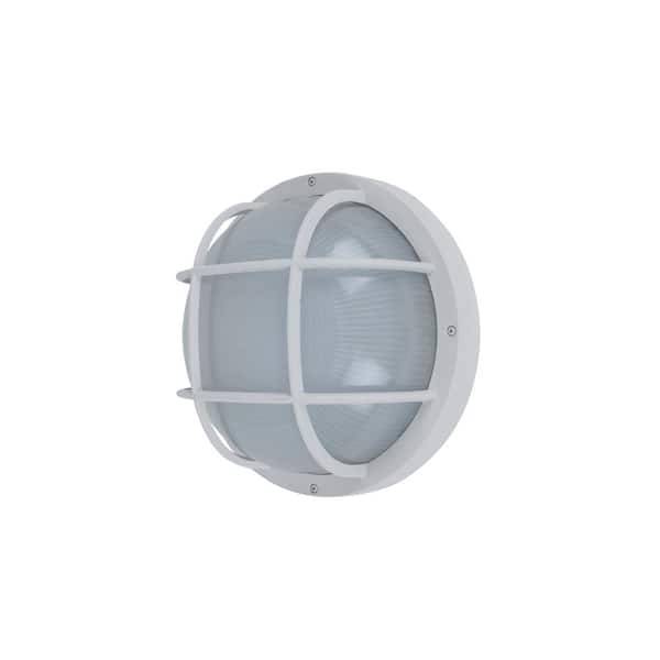 Coastal Jacksonville White Integrated LED Bulkhead Wall Lantern