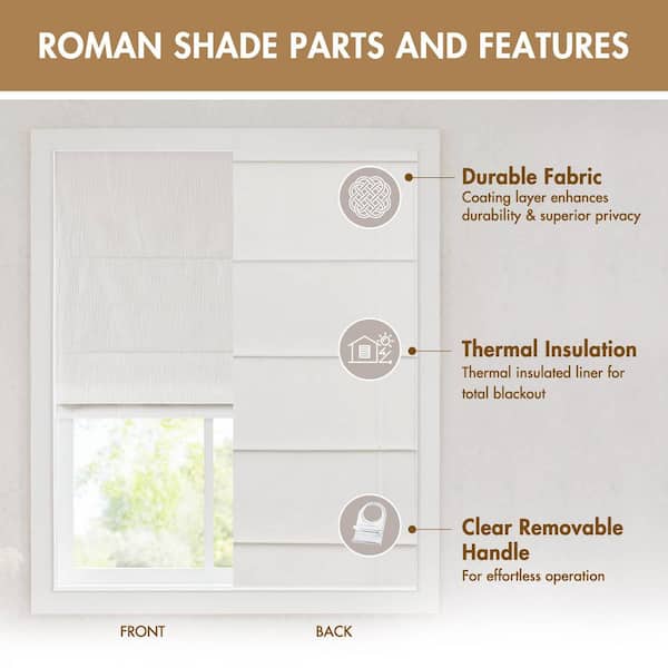 Madison Park Quincy White Cordless Total Blackout Roman Shade - 31