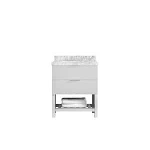 Catalina 30 in. W x 22 in. D x 36 in. H Single Sink Bath Vanity in White with 2 in. Carrara Marble Top