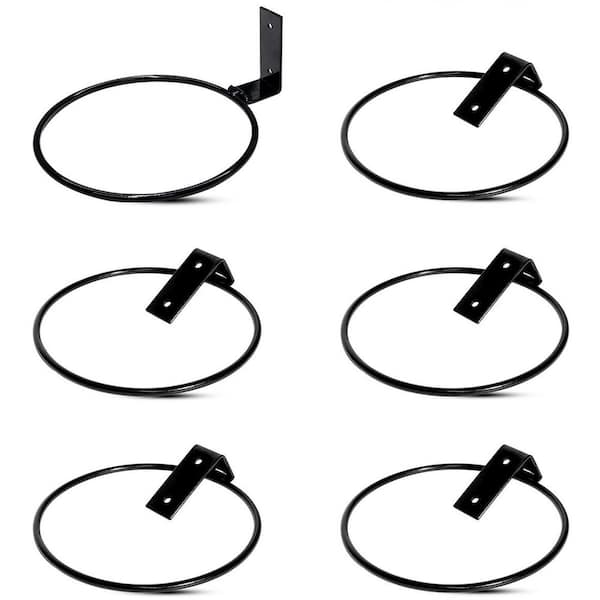6 in. Black Metal Wall Mounted Plant Holder-6 Pack Flower Pot Hanger Rings for Indoor and Outdoor Decor