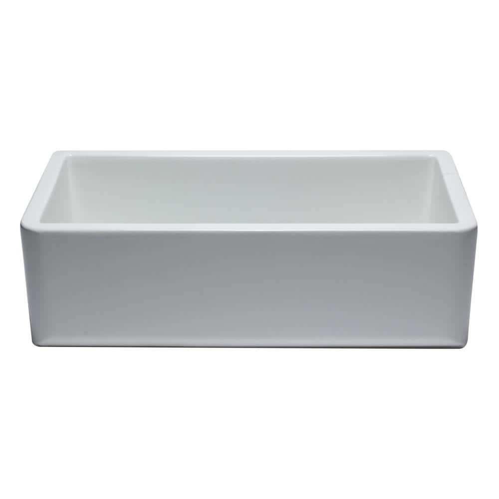White Fireclay Single Bowl Farmhouse Drop-In Sink
