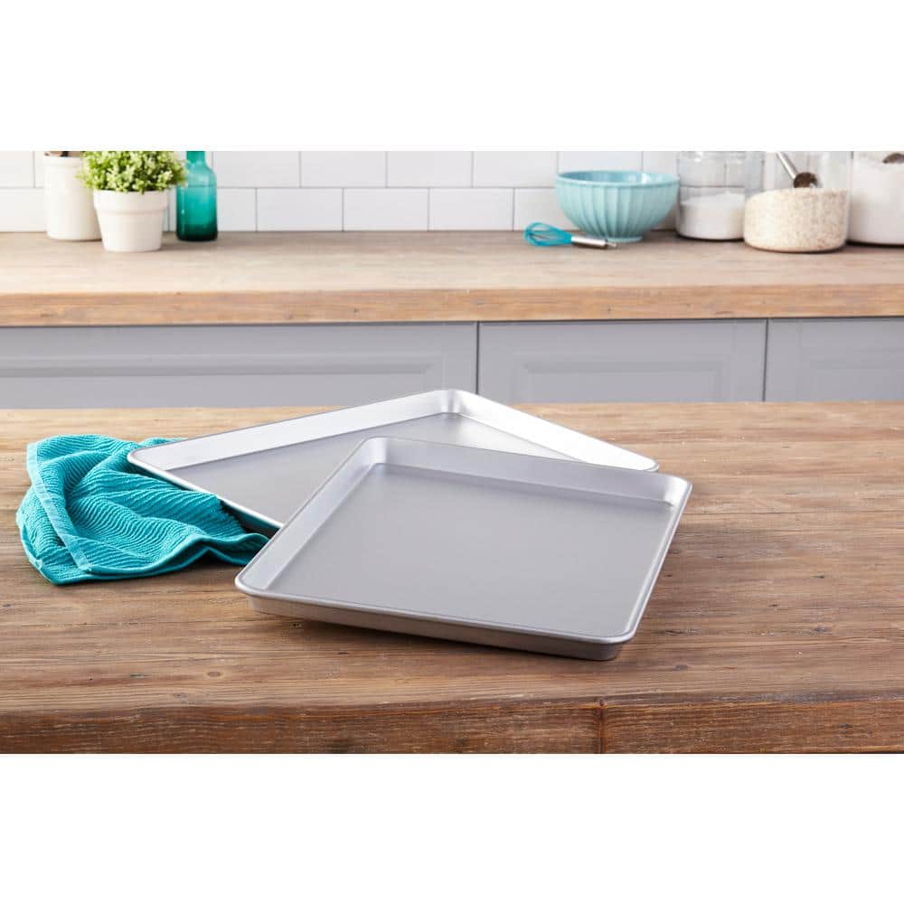 Set of 2 Aluminum Non-Stick Rectangular Baking Sheets