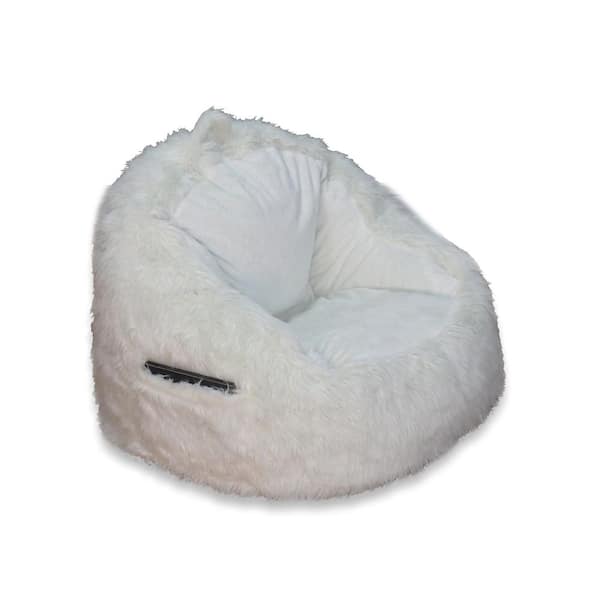 Unbranded Cream Fur Structured Bean Bag
