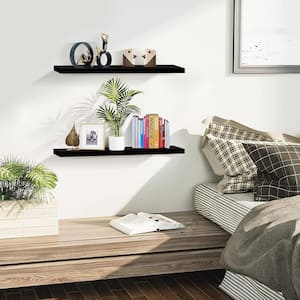 1 in. H x 24 in. W x 6.7 in. D Black Wall Mounted Floating Decorative Wall Shelves