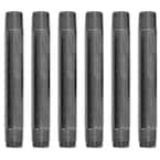 1/2 in. x 6 in. Black Industrial Steel Grey Plumbing Nipple (6-Pack)
