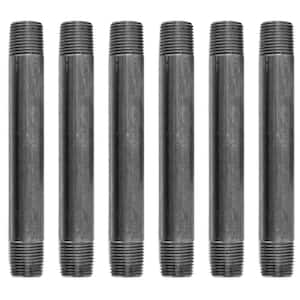 1/2 in. x 6 in. Black Industrial Steel Grey Plumbing Nipple (6-Pack)