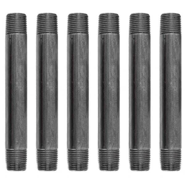 1/2 in. x 6 in. Black Industrial Steel Grey Plumbing Nipple (6-Pack)