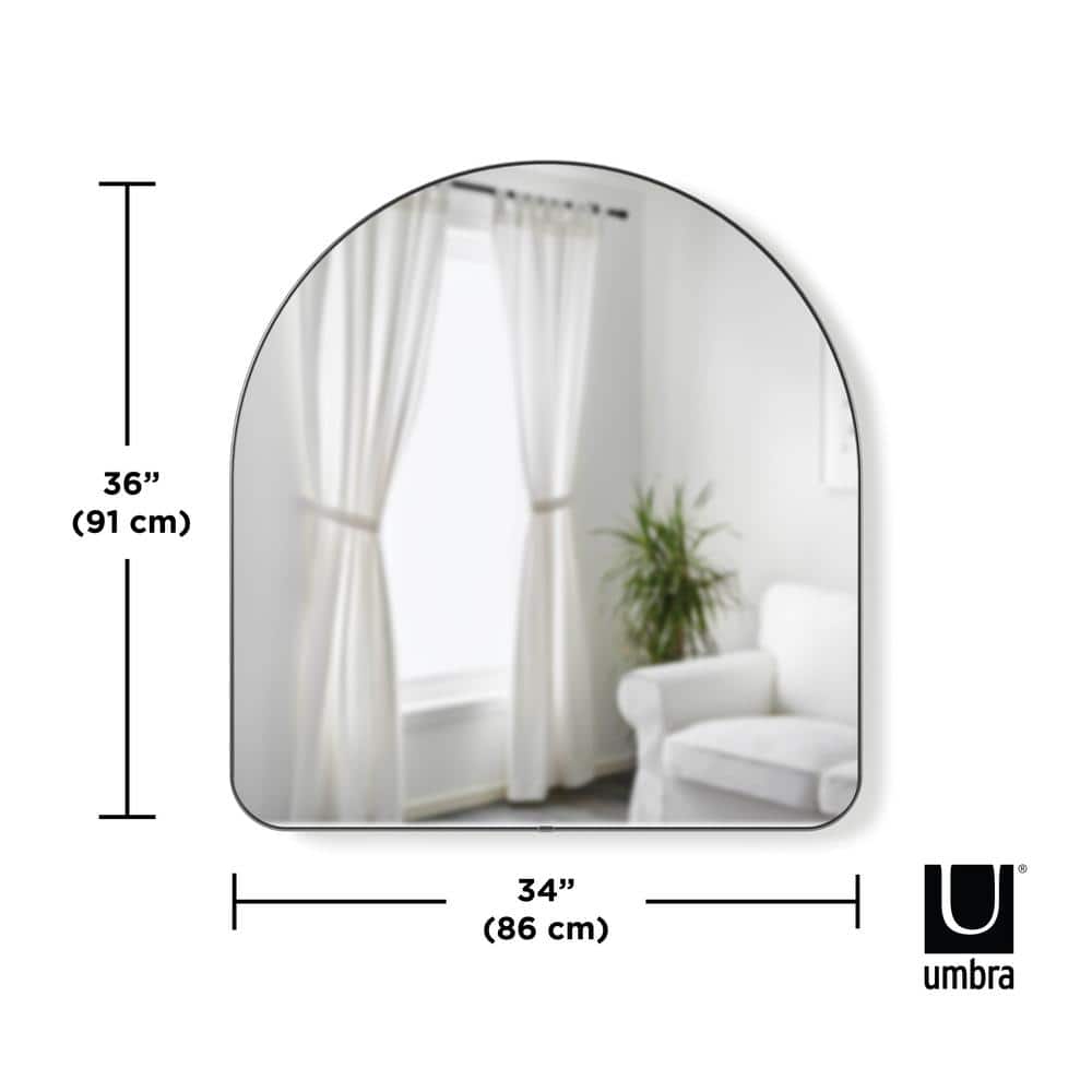 Metallic Titanium Arched Wall Mirror with Thin Rim