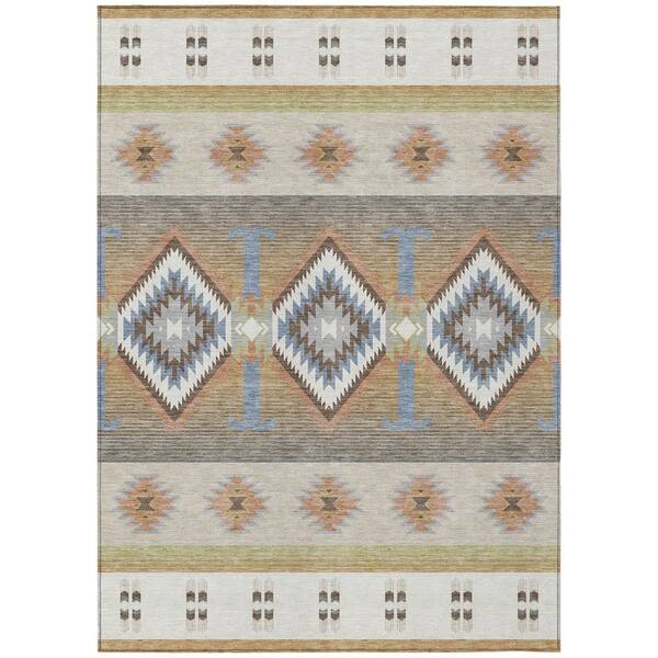 Chantille Machine Washable Indoor/Outdoor Abstract ACN2541 Ivory 8 ft. x 10 ft. Area Rug