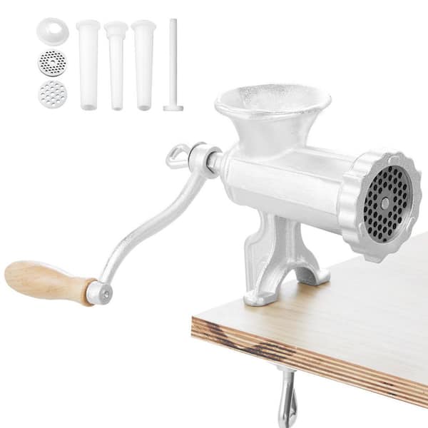 Manual Meat Grinder, Heavy Duty Cast Iron Manual Meat Grinder with Steel Vise, Sausage Maker, Sliver