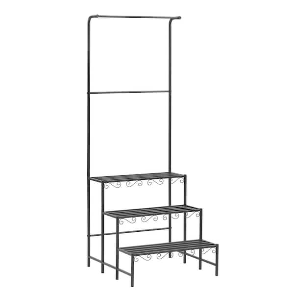 Unbranded 26 in. x 24 in. x 68 in. 3-Tier Plant Stand Hanging Shelves Flower Pot Organizer for Outdoor Living Room Balcony, Garden