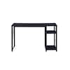 Homeroots 47-inch rectangular black metal computer desk with side shelving.