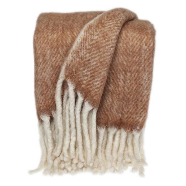 PARKLAND COLLECTION Kiran Transitional White 52 in. x 67 in. Woven Handloom Throw Blanket