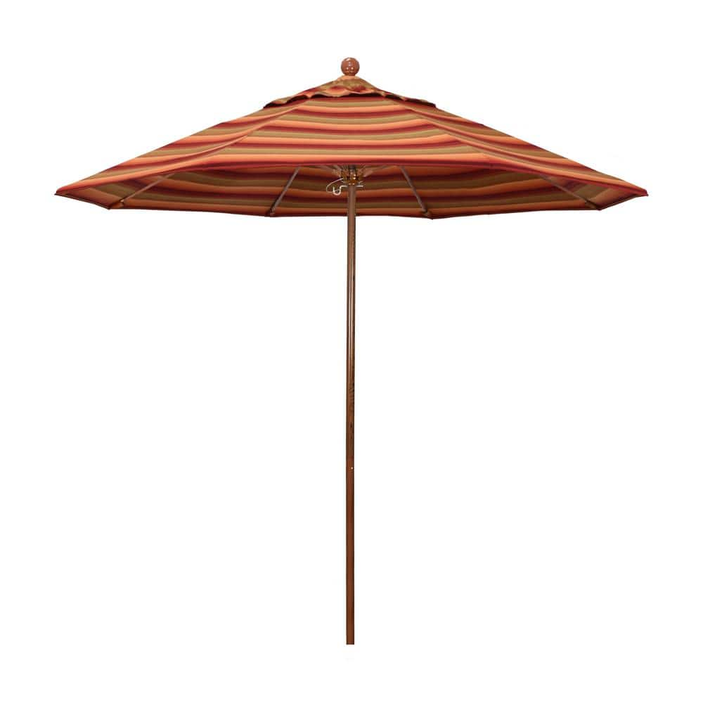 California Umbrella 9 ft. Woodgrain Aluminum Commercial Market Patio ...