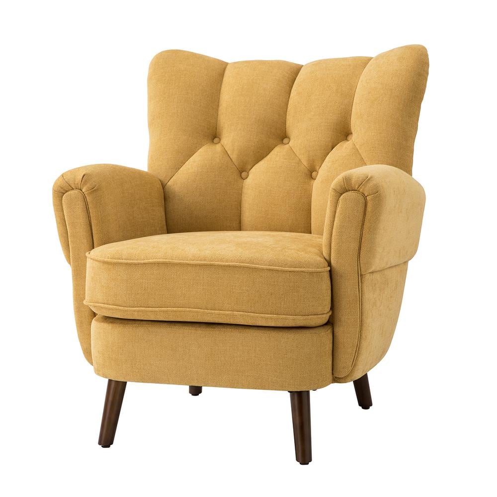 JAYDEN CREATION Emile 32 in. Mustard Polyester Arm Chair with Solid