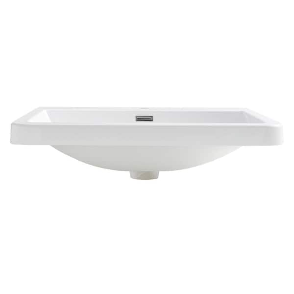 Fresca Milano 26 in. Drop-In Acrylic Bathroom Sink in White with 