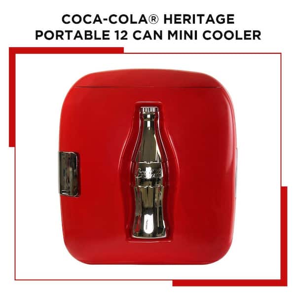 Koolatron Coca-Cola Portable 8 Can Thermoelectric Mini Fridge 5.4 L/ 5.7  Quarts Capacity, 12V DC/110V AC Cooler for home, cabin, beer, beverages