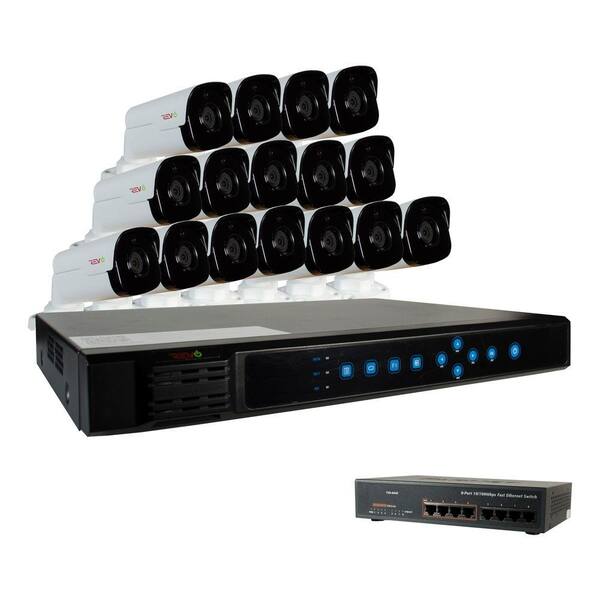 Revo Ultra 16-Channel HD 4TB Surveillance NVR with (16) 4 Megapixel Bullet Cameras