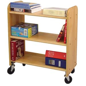 14 in. Natural Birch Book Truck