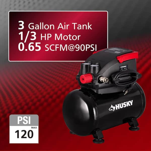 3 Gal. 120 PSI Portable Electric Oil-Free Light Duty Hotdog Air Compressor with Fold Down Handle and 1-Quick Coupler