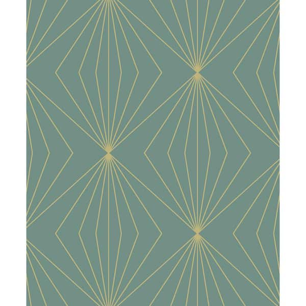 Seabrook Designs 57.5 sq. ft. Metallic Gold and Lakeside Diamond Vector Unpasted Nonwoven Paper Wallpaper Roll