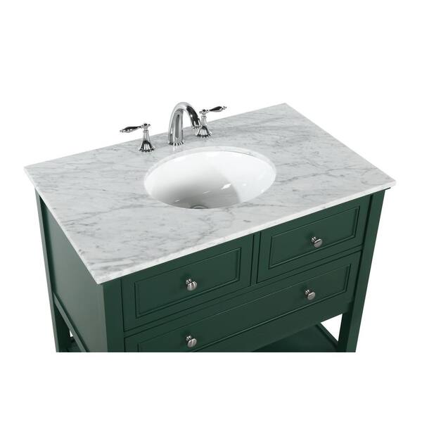 Magic Home 36 in. Transitional Green Bathroom Vanity Cabinet Freestanding  Combo Set with Single Sink Top, Shaker Cabinet, Drawers CS-WF195779AAD -  The Home Depot