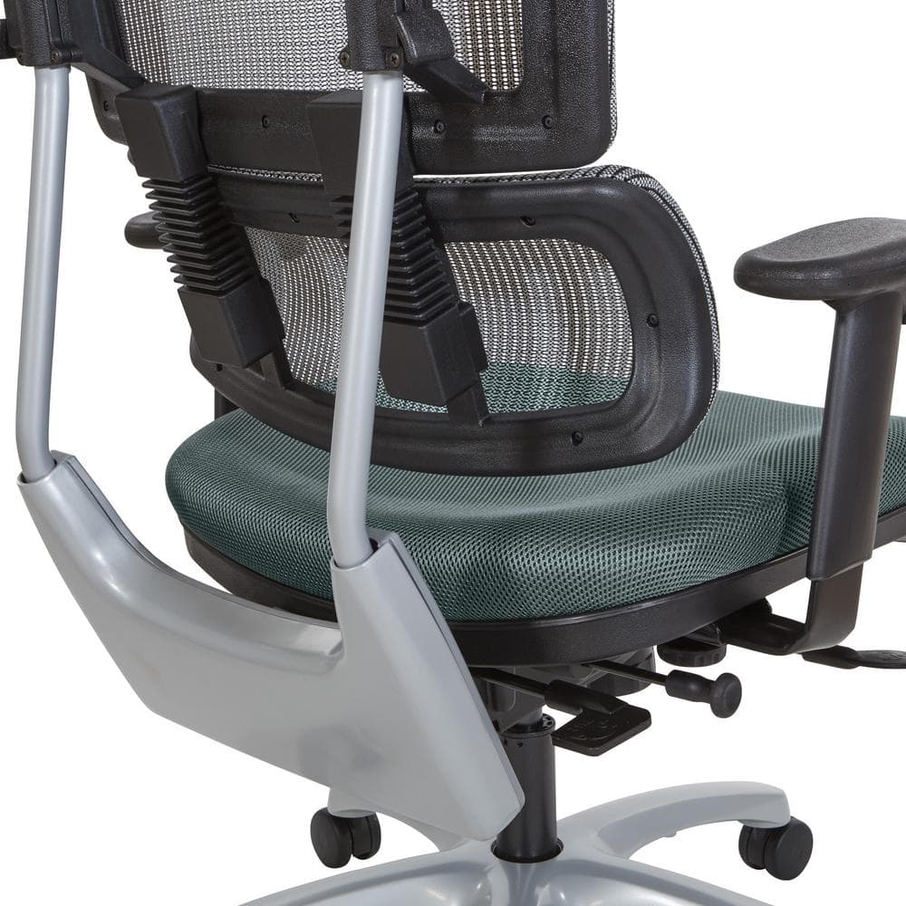 Silver Executive Mesh-Back Swivel Office Chair with Adjustable Arms