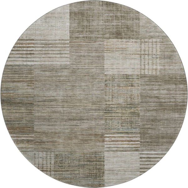 Mayfield Premium Machine Washable Abstract AMF2149 Pewter 8 ft. x 8 ft. Round Rug