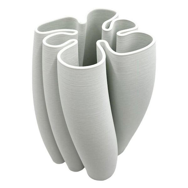 castellousa White 11 in. Tall White Geometric Ceramic Vase CB-ML16
