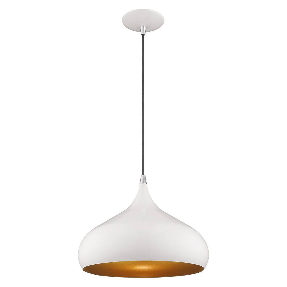 Shiny White and Gold Mini Aluminum Pendant Light