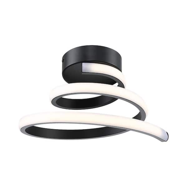 11.65 in. 1-Light Modern Black Integrated LED Flush Mount Ceiling Light Fixture for Kitchen or Bedroom