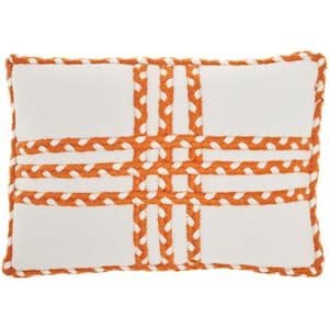 Outdoor Pillows Orange 14 in. x 20 in. Geometric Indoor/Outdoor Throw Pillow