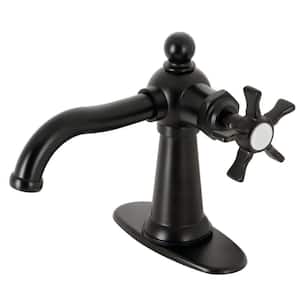 Hamilton Single-Handle Single Hole Bathroom Faucet with Push Pop-Up and Deck Plate in Matte Black
