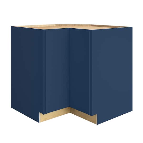 Hargrove 33 in. W x 33 in. D x 34.5 in. H Assembled Plywood Corner Easy Reach Base Kitchen Cabinet in Vessel Blue RH