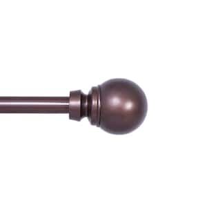 Mae 90 in. - 130 in. Adjustable Single Curtain Rod 5/8 in. Diameter in Chocolate with Round Finials