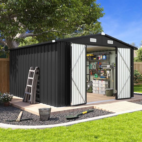 Sizzim 10 ft. W x 12 ft. D Outdoor Metal Shed with Double Door
