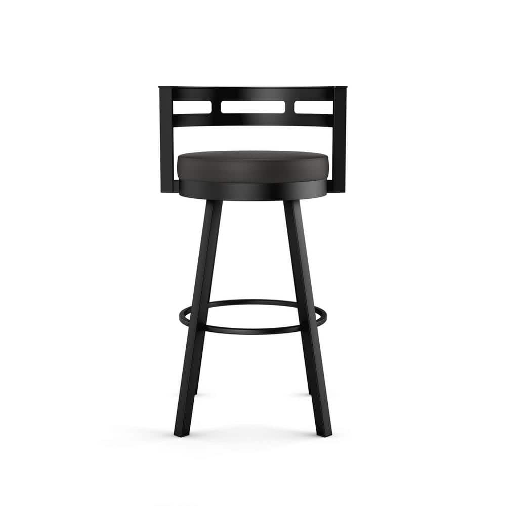 Black Faux Leather Swivel Counter Stool with Metal Frame