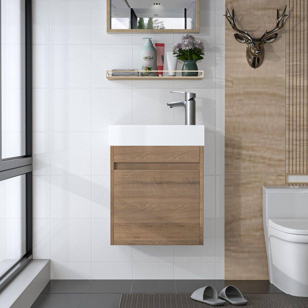 10.23 in. W x 22.83 in D. x 18.11 in. H Imitation Oak Bathroom Vanity With White Gel Basin Top price history on PriceWatchPro