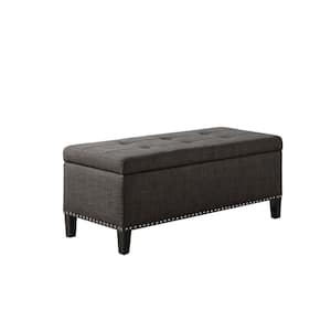 Tessa Charcoal Tufted Top Storage Bench 18 in. H x 42 in. W x 18 in. D