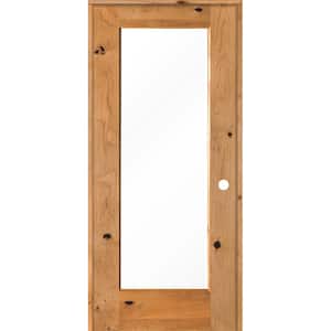 32 in. x 80 in. Rustic Knotty Alder Left-Hand Full-Lite Clear Glass Clear Stain Solid Wood Single Prehung Interior Door