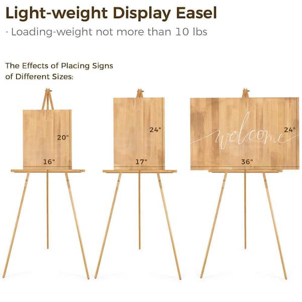 3-Pieces Upgraded Gold Wooden Tripod Easel Stand for Sign, Poster