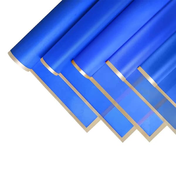N/A Flower Wrapping Paper Sheets with Ribbon Waterproof Durable Blue 22.8 in. x 22.8 in. for Wedding Birthday DIY Craft