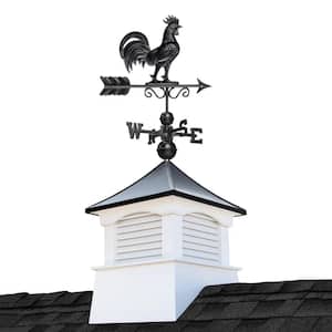 Coventry 18in. x 18in. Square x 51in. High Vinyl Cupola with Black Aluminum Roof and Black Aluminum Rooster Weathervane
