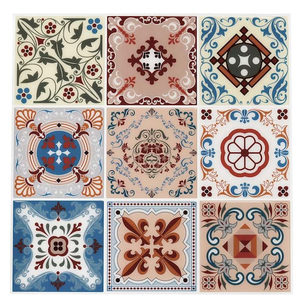Jeedeson 11.8 in. x 11.8 in. x 0.04 in.Vinyl Multicolor Peel and Stick Wall Tiles 10-Packs (9.7 Sq. Ft.)