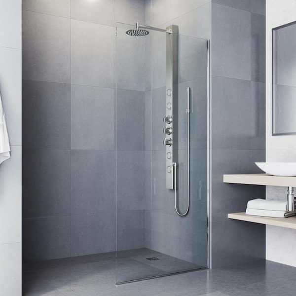 Sutton 58 in. H x 4 in. W 4-Jet Shower Panel System with Adjustable Round Head and Hand Shower Wand in Stainless Steel