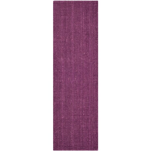 Natural Fiber Purple 3 ft. x 8 ft. Solid Runner Rug