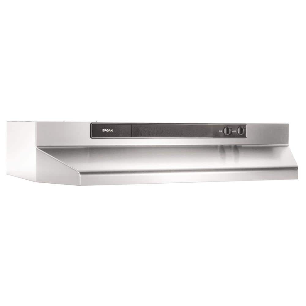 Broan-NuTone 46000 Series 24 in. 260 Max Blower CFM Covertible Under-Cabinet Range Hood with Light in Stainless Steel, Silver